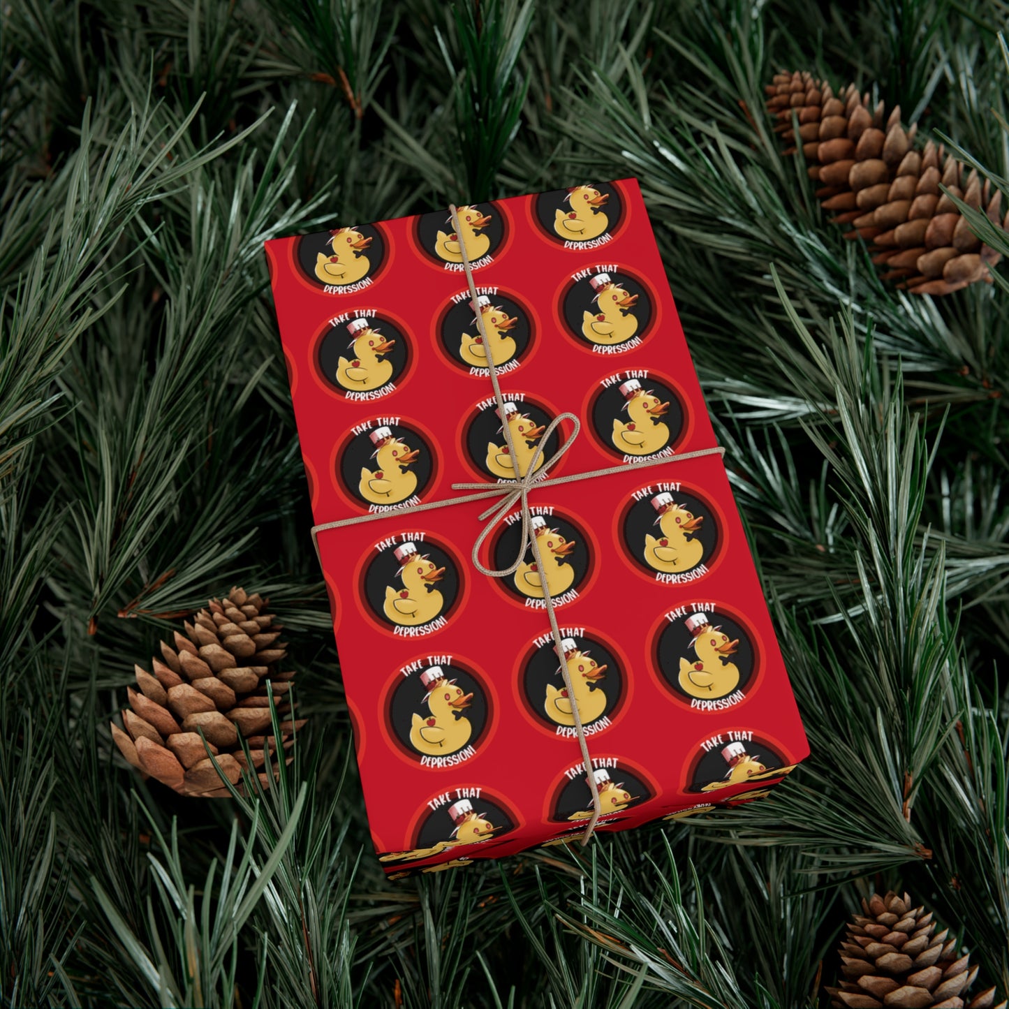 take that depression gift wrap, take that depression, take that depression wrapping paper, wrapping paper, gift wrap, rubber duck, rubber duckey, duck, parody, inside joke