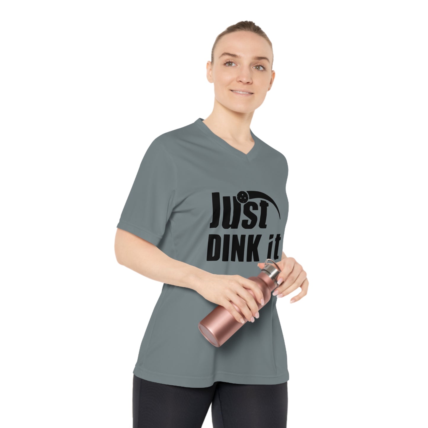 pickleball just dink it - Women's Performance V-Neck T-Shirt, JUST DINK IT, pun, punny, pickleball, pickle ball, workout top, workout shirt, pickleball shirt, I love pickleball,