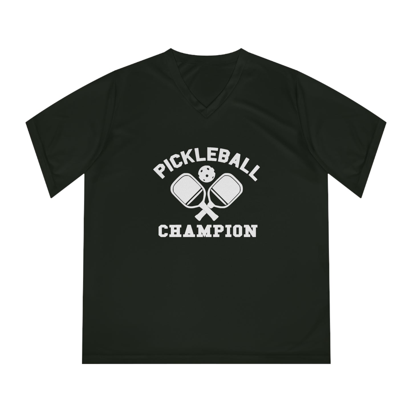 white pickleball champion - Women's Performance V-Neck T-Shirt, PICKLEBALL CHAMPION, pickleball, pickle ball, workout top, workout shirt, pickleball shirt, I love pickleball,