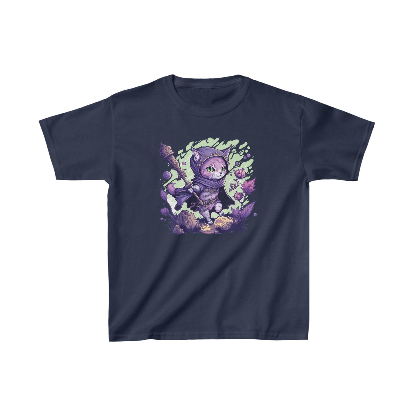 Mage cat - Kids Heavy Cotton™ Tee, kid shirt, kids shirt, cat, kitty cat, cat shirt, cat tshirt, mage cat, mage cat shirt, kitty, d&d, tabletop, gamer