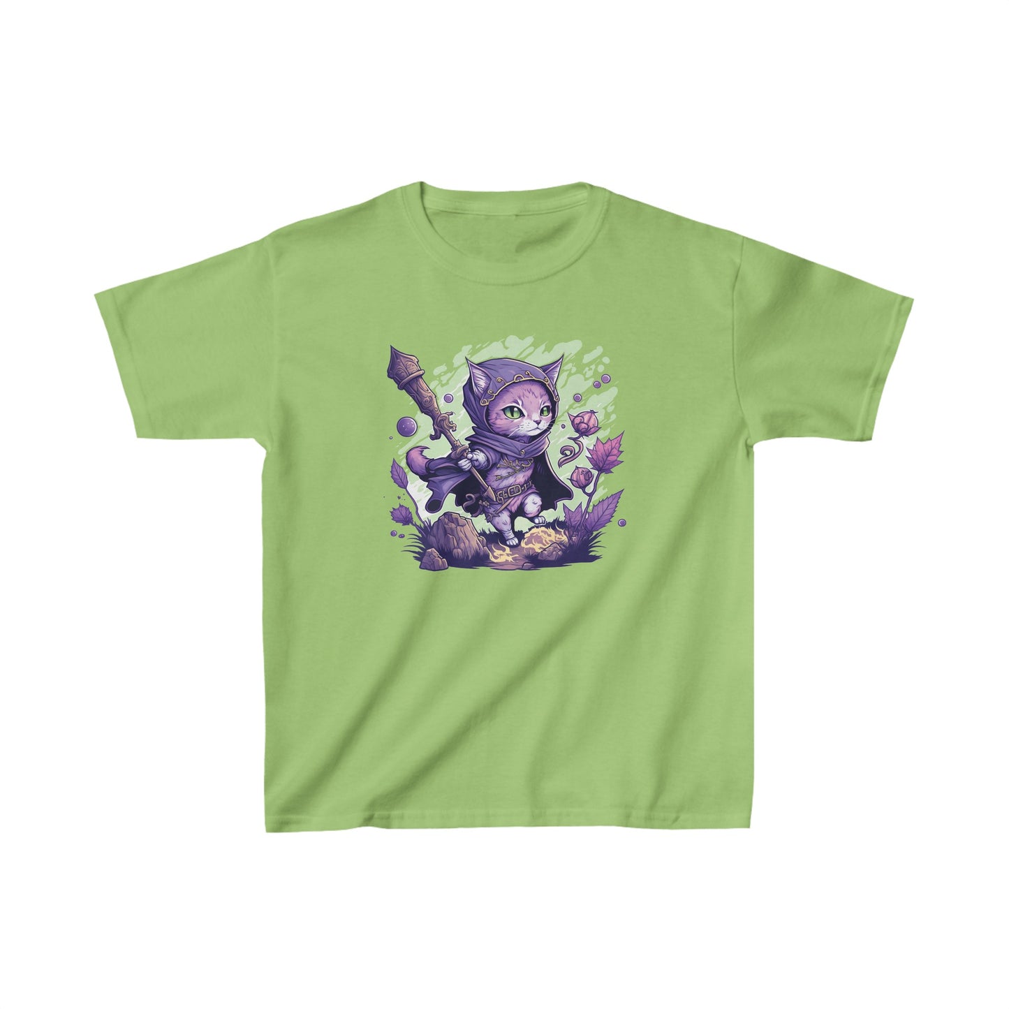 Mage cat - Kids Heavy Cotton™ Tee, kid shirt, kids shirt, cat, kitty cat, cat shirt, cat tshirt, mage cat, mage cat shirt, kitty, d&d, tabletop, gamer