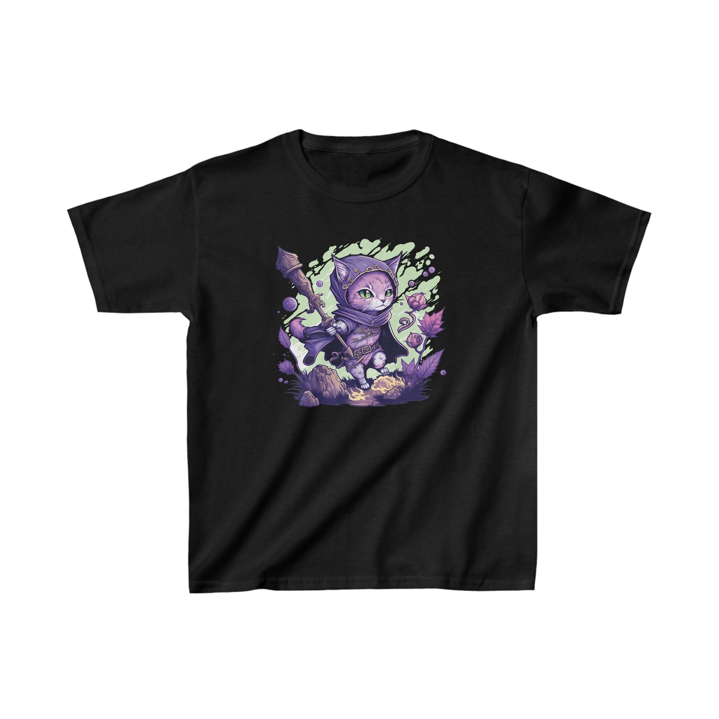 Mage cat - Kids Heavy Cotton™ Tee, kid shirt, kids shirt, cat, kitty cat, cat shirt, cat tshirt, mage cat, mage cat shirt, kitty, d&d, tabletop, gamer