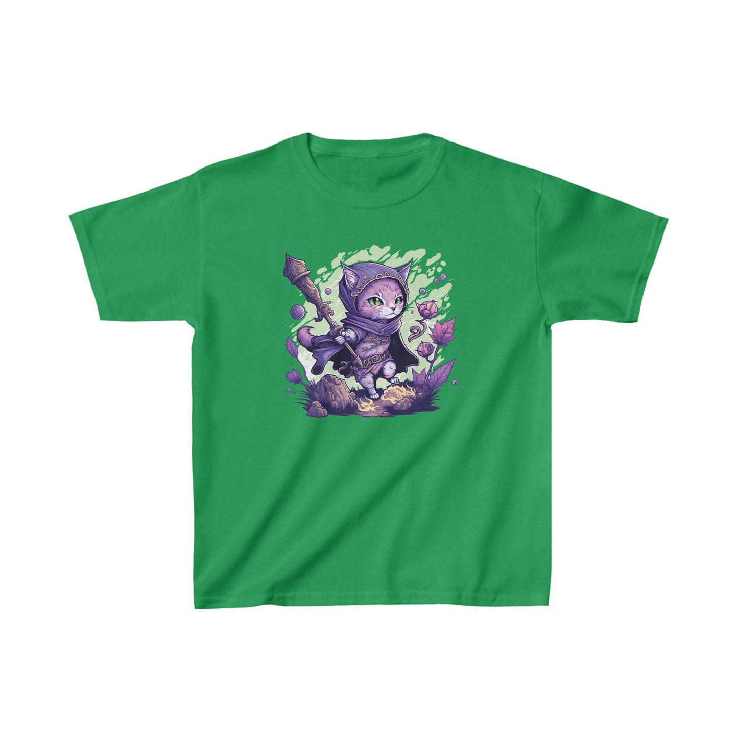 Mage cat - Kids Heavy Cotton™ Tee, kid shirt, kids shirt, cat, kitty cat, cat shirt, cat tshirt, mage cat, mage cat shirt, kitty, d&d, tabletop, gamer