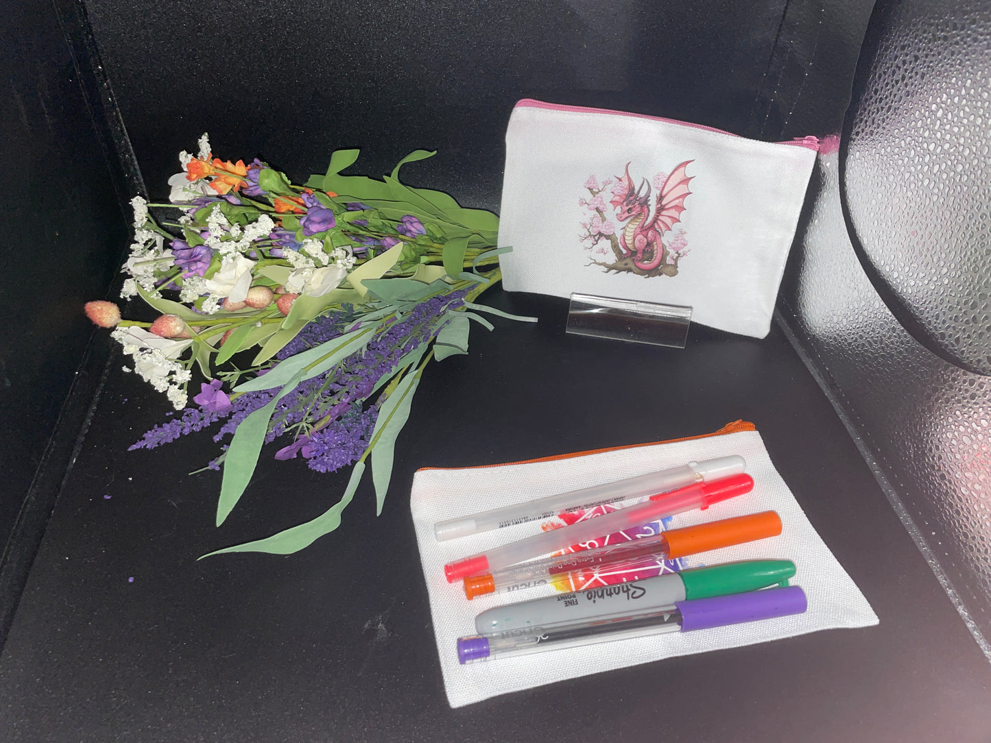 Cherry Blossom Dragon Pencil bag - pencil bag, school bag, pen bag, cute makeup bag, purse bag, makeup, pencil, feminine hygiene bag,