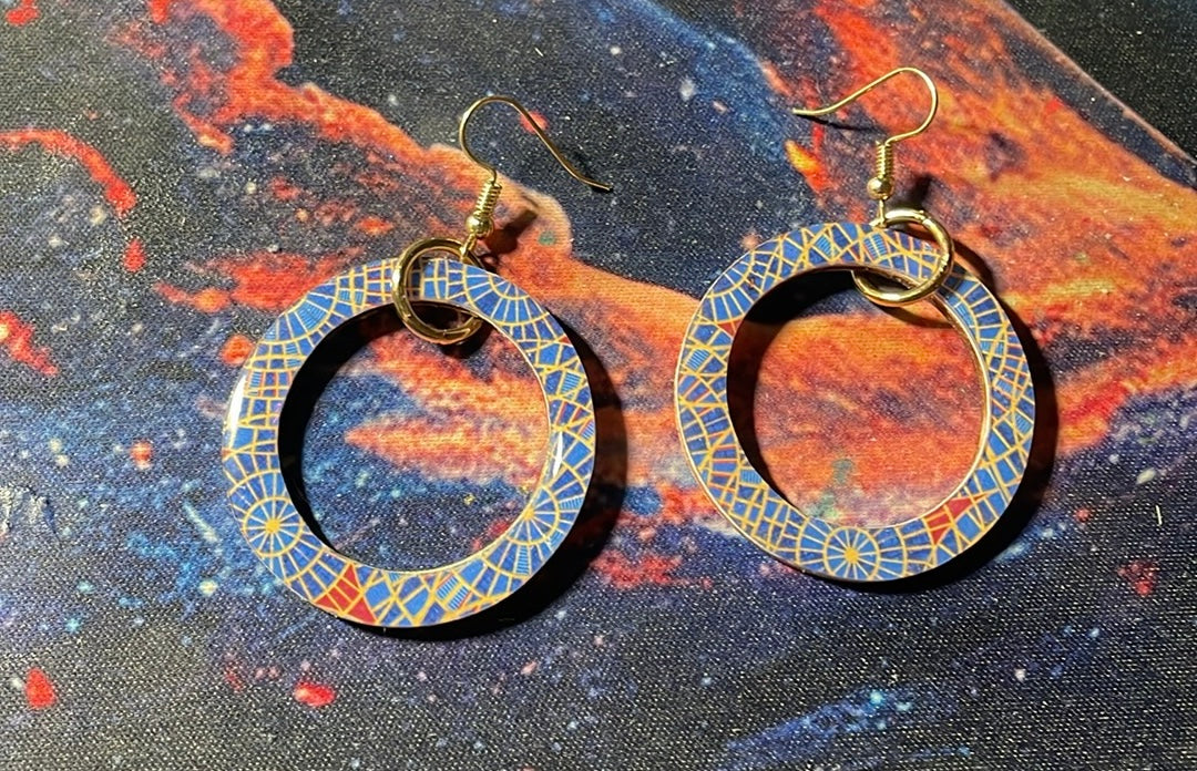 Medium sized hoops with marriott carpet on fish hook earrings, hypoallergenic fish hooks nickle free
