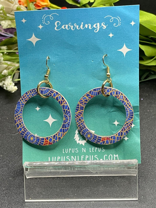 Medium sized hoops with marriott carpet on fish hook earrings, hypoallergenic fish hooks nickle free