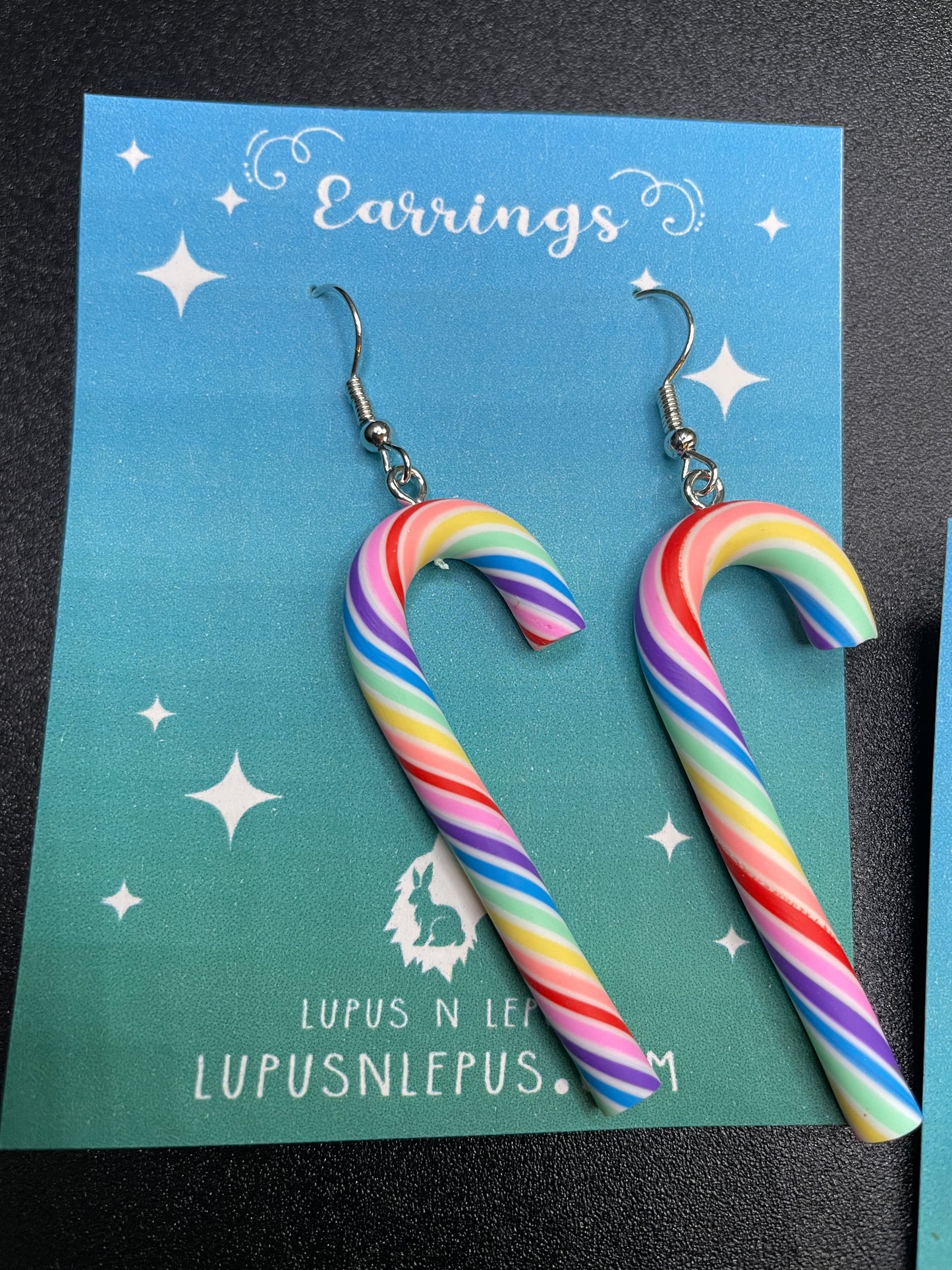 Candy Cane earrings, Candy cane, fishhook, dangle, hypoallergenic, handmade, nerdy, nerdy earrings, nerdy gift, cute earrings