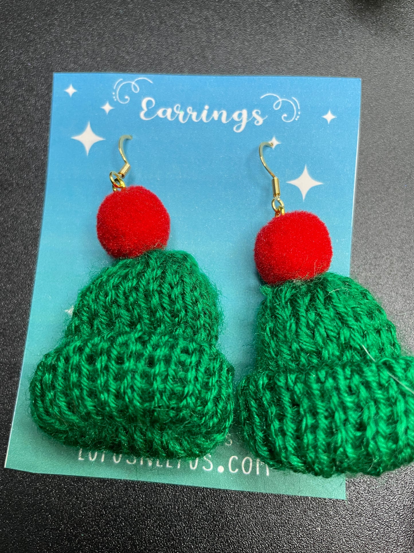 knit hat earrings, hat earrings, xmas hat earrings, beanie earrings, dangle, fishhook, acrylic earrings, dangle, hypoallergenic, handmade, nerdy, nerdy earrings, nerdy gift, cute earrings