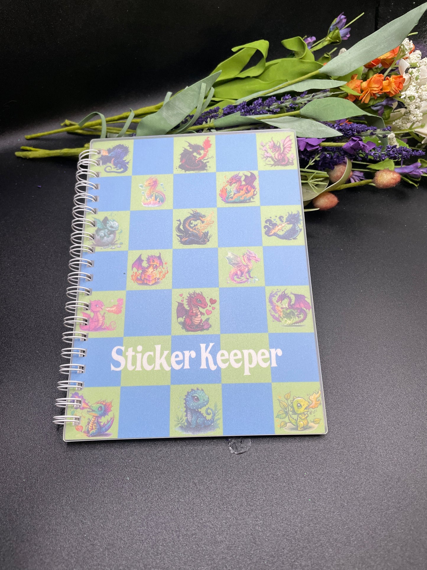 Reusable sticker book WITH 5 stickers - 5x7inch 20 page, sticker book, sticker keeper, sticker saver, reusable, stickers, sticker shop