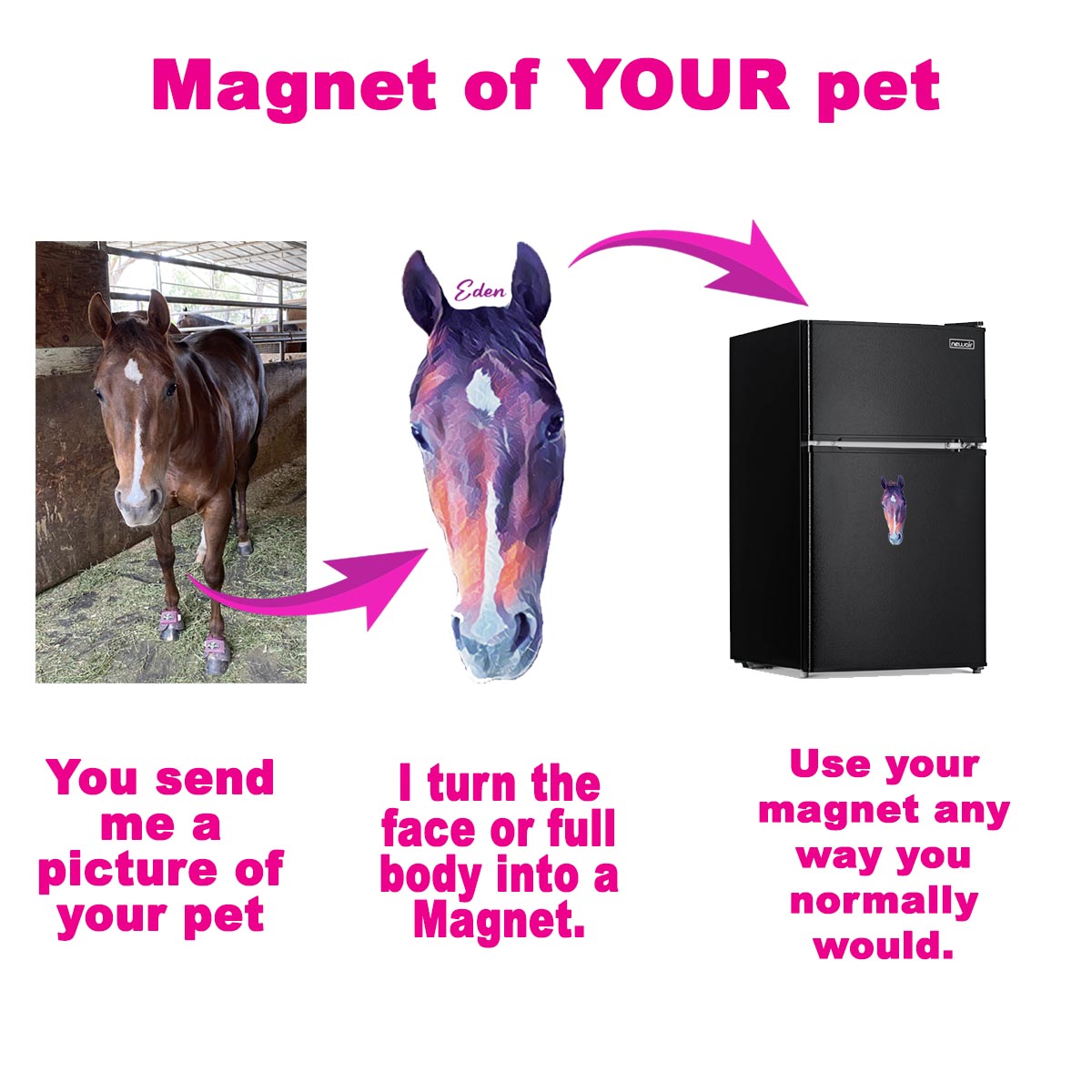 1 4 inch hight MAGNET of YOUR pet - made in house by a small business owner, pet magnet, pet magnet, magnet, dog, cat, horse, rabbit, hamster, rat, turtle (Copy)