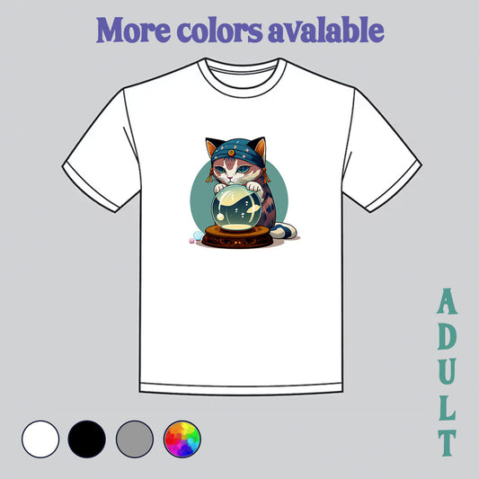 medium cat, fortune teller cat, my art, cute cat, cat shirt, cute cat shirt, shop small
