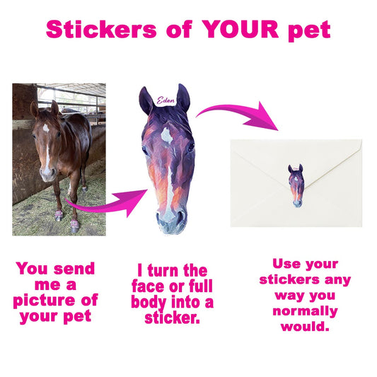 10 2 inch tall Stickers of YOUR pet - made in house by a small business owner, pet sticker, pet stickers, sticker, dog, cat, horse, rabbit, hamster, rat, turtle