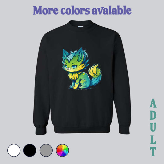 SWEATSHIRT (no pocket or hood) - WereCat, poison cat, cat, kitty, cat sweatshirt, cute cat, made in house, dtf, digital transfer, my art, my design