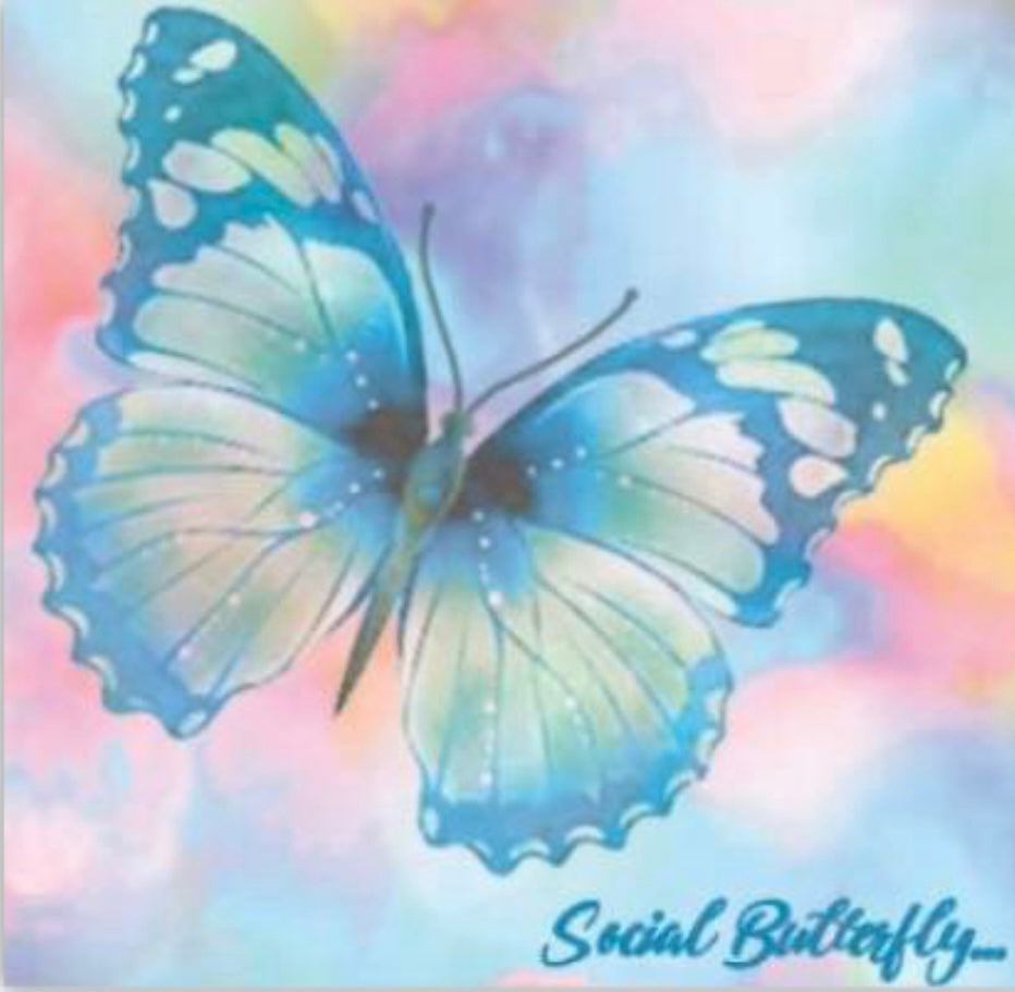 post it note - social butterfly, butterfly, pretty, rainbow, marbel, sticky note, stickynote, postit note, custom post it notes, post it brand, designed by me