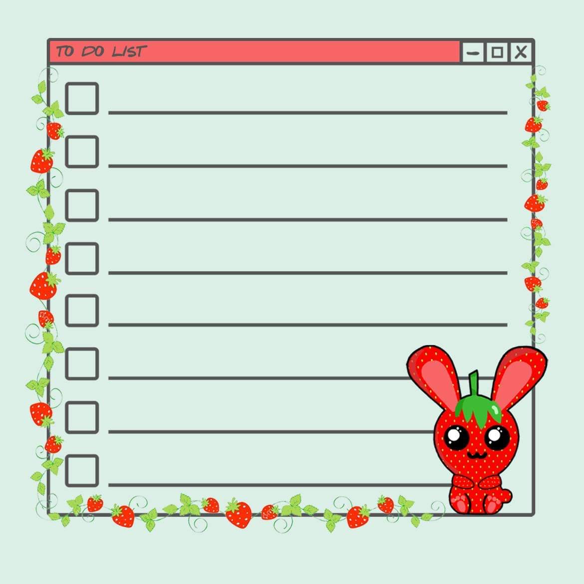 post it note - strawberry bunny post it notes, strawberry, bunny, kawaii, kawaii stationary, stationary, memo pad, custom, cute fruit, ironic, sticky note, stickynote, postit note, custom post it notes, post it brand, designed by me