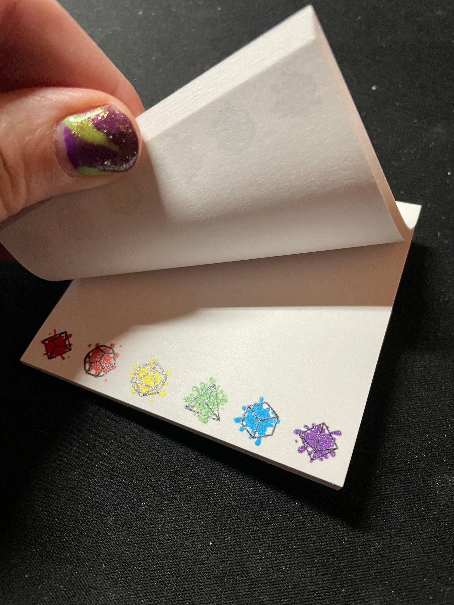 polyhedral dice sticky notes