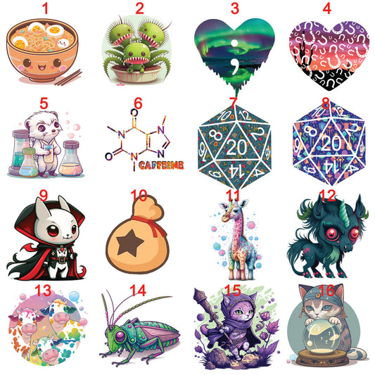 STICKERS 7- My Art Stickers, dragons, colorful, bunnies, faries, fairy, faery, magic, mythical, bear, giraffe, wearwolf, lizard, dinosaur,