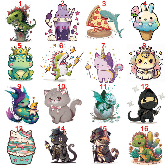 STICKERS 8- My Art Stickers, dragons, colorful, bunnies, faries, fairy, faery, magic, mythical, bear, giraffe, wearwolf, lizard, dinosaur,