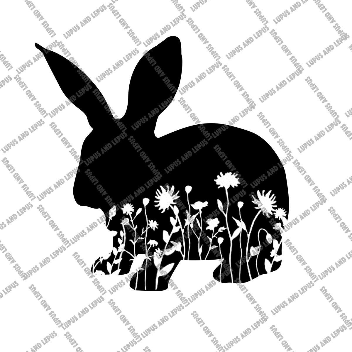 Digital File - Floral Rabbit Silhouette SVG, Floral Bunny SVG, Spring svg, Easter svg, Easter bunny svg, Rabbit svg, flower svg, bunny svg