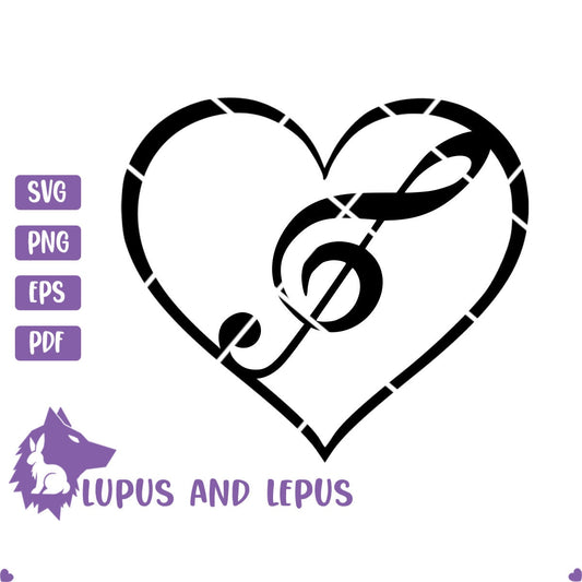 DIGITAL FILE - music svg, heart svg, treble clef svg, music note svg, music lover svg, music notes svg, love svg, heart music svg, musician