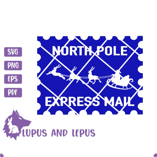 DIGITAL FILE - Christmas Stamps SVG, Letter to Santa, North Pole Reindeer Mail, Polar Express Delivery, stamp svg, postal svg,