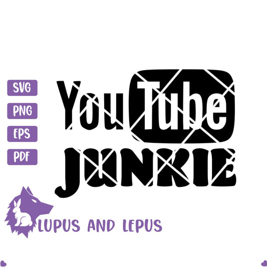 Digital File - youtube junkie, kids youtube svg, youtube svg, trending svg, youtube shirt, diy shirt, easy svg, kid shirt svg, kid svg