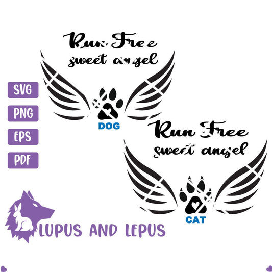 Digital File - rest in peace sweet angel, rip dog svg, rip cat svg, rip svg, in loving memory, rip pet, paw svg (eps, svg, pdf, png, jpeg)