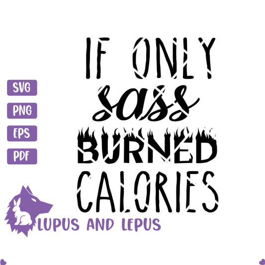 DIGITAL FILE - if only sass burned calories, calories svg, workout quote, exercise svg, sassy svg, burned calories, funny tshirt svg