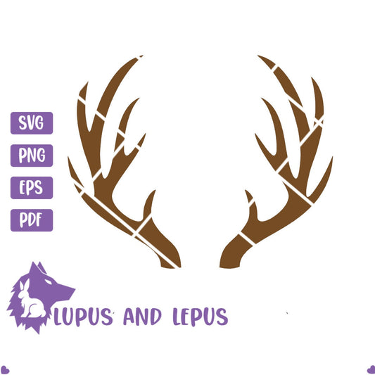 Digital File - Antlers SVG File, Christmas svg, holiday svg, deer svg, deer antler svg, reindeer svg, Monogram Topper (eps, svg, png)