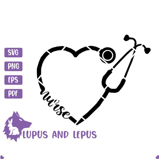 DIGITAL FILE - heart stethoscope, stethoscope svg, nurse svg, medical svg, doctor svg, stethoscope heart, heart svg, nurse heart svg, cricut