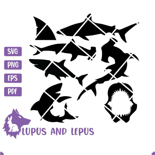 Digital File - shark, shark svg, sharks svg, shark bundle, shark tooth, shark jaw, jaws svg, jaws (eps, svg, pdf, png, jpeg)