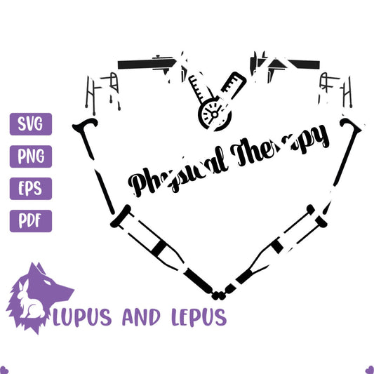 Digital File - Physical Therapy Heart, physical therapist, PT, Medical, Cut file for Cricut, Clip Art (eps, svg, pdf, png, jpeg)