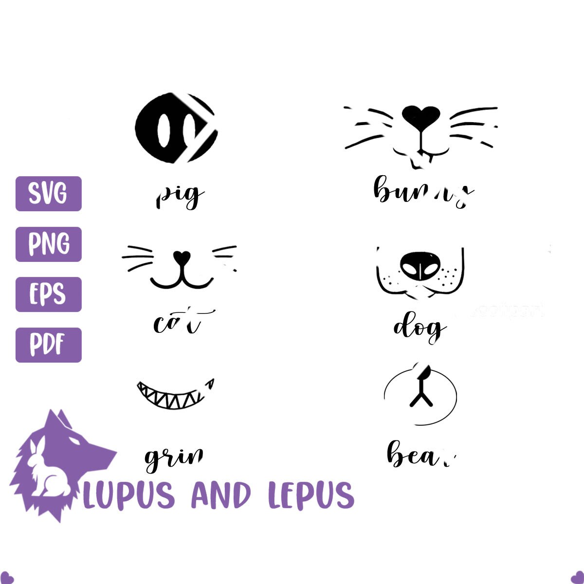 DIGITAL FILE - animal face mask svg, animal mask svg, animal svg, face mask svg, Cut file for Cricut. Clip Art (eps, svg, pdf, png, jpeg)