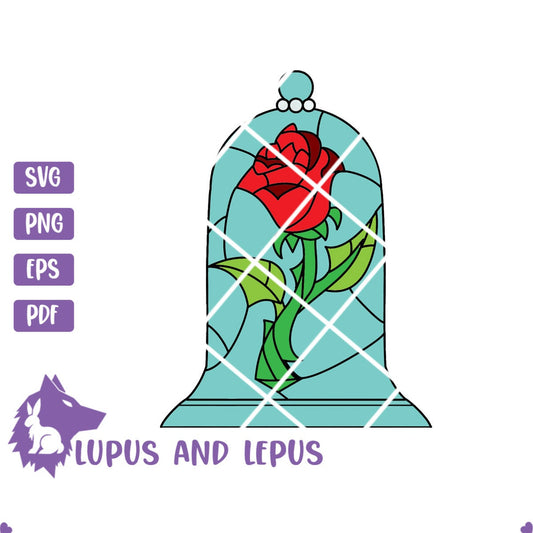 Digital File -Rose Svg, glass rose, everlasting rose, A Tail as Old as Time, Rose, Stained Glass, Cutting files, (eps, svg, pdf, png, jpeg)