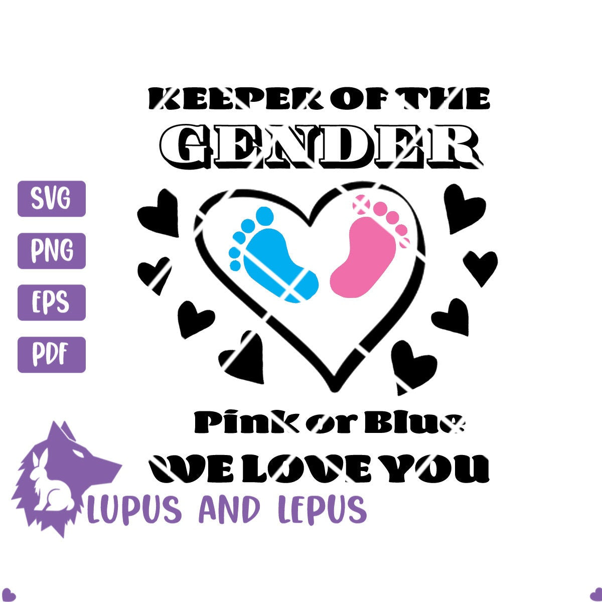 DIGITAL FILE - keeper of the gender, gender reveal svg, gender svg, baby shower svg, baby svg, pink or blue (eps, svg, pdf, png, jpeg)