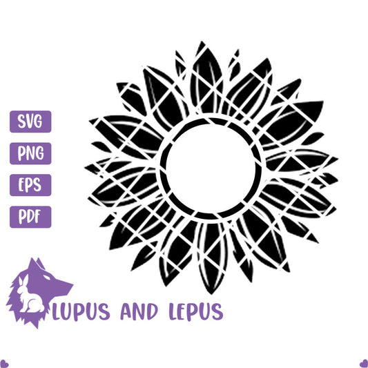 Digital File - sunflower, sunflower svg, flower svg, sunflower vector, monogram circle, sunflower ClipArt (eps, svg, pdf, png, jpeg)