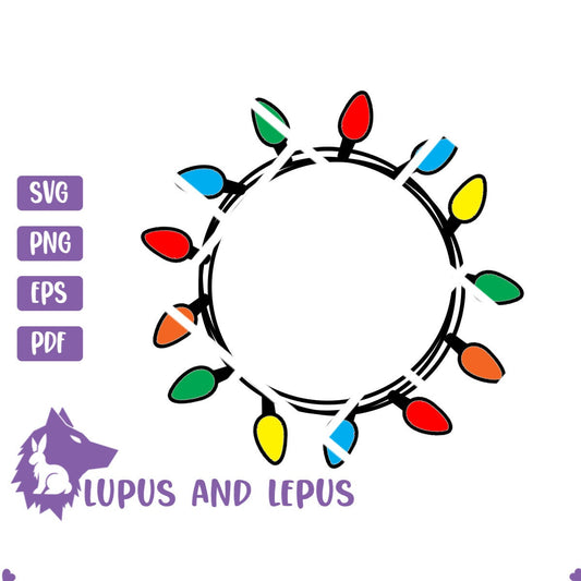 Digital File - lights svg, lights wreath, lights wreath svg, Christmas svg, Christmas wreath svg, string lights svg (eps, svg, pdf, png)