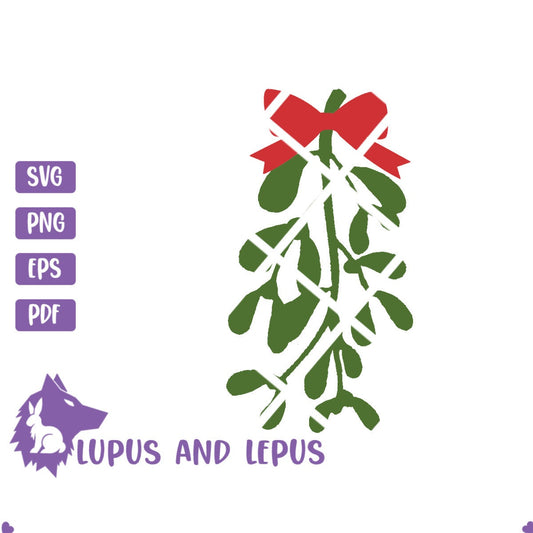 Digital File - mistletoe svg, Christmas svg, holiday svg, Christmas clipart, Christmas vector, mistletoe vector, holly svg, kiss svg