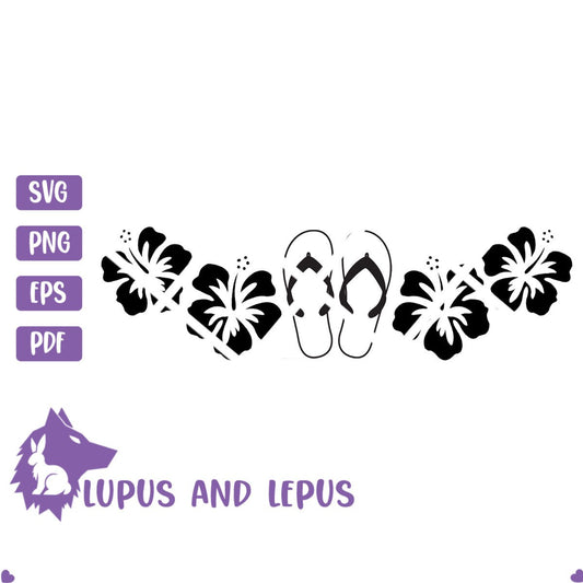 Digital File - flip flop Hibiscus svg, Hibiscus flower svg, summer svg, floral svg, hawaii svg, hawaiian flower svg