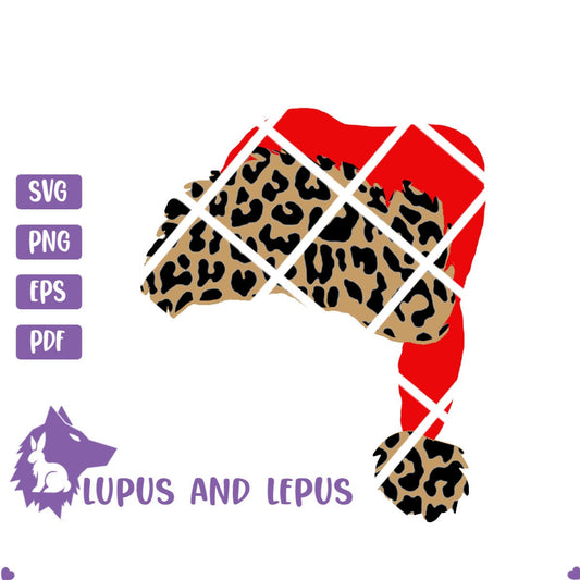 Digital File - Christmas leopard hat svg, leopard svg, leopard Christmas, leopard Christmas hat svg, cheetah santa hat, cheetah print svg