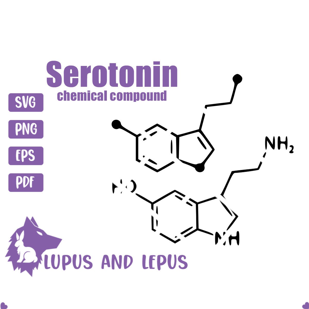 DIGITAL FILE - Serotonin svg, Serotonin chemical compound, chemical compound, chemistry svg, mind health svg, happiness svg, anxiety svg