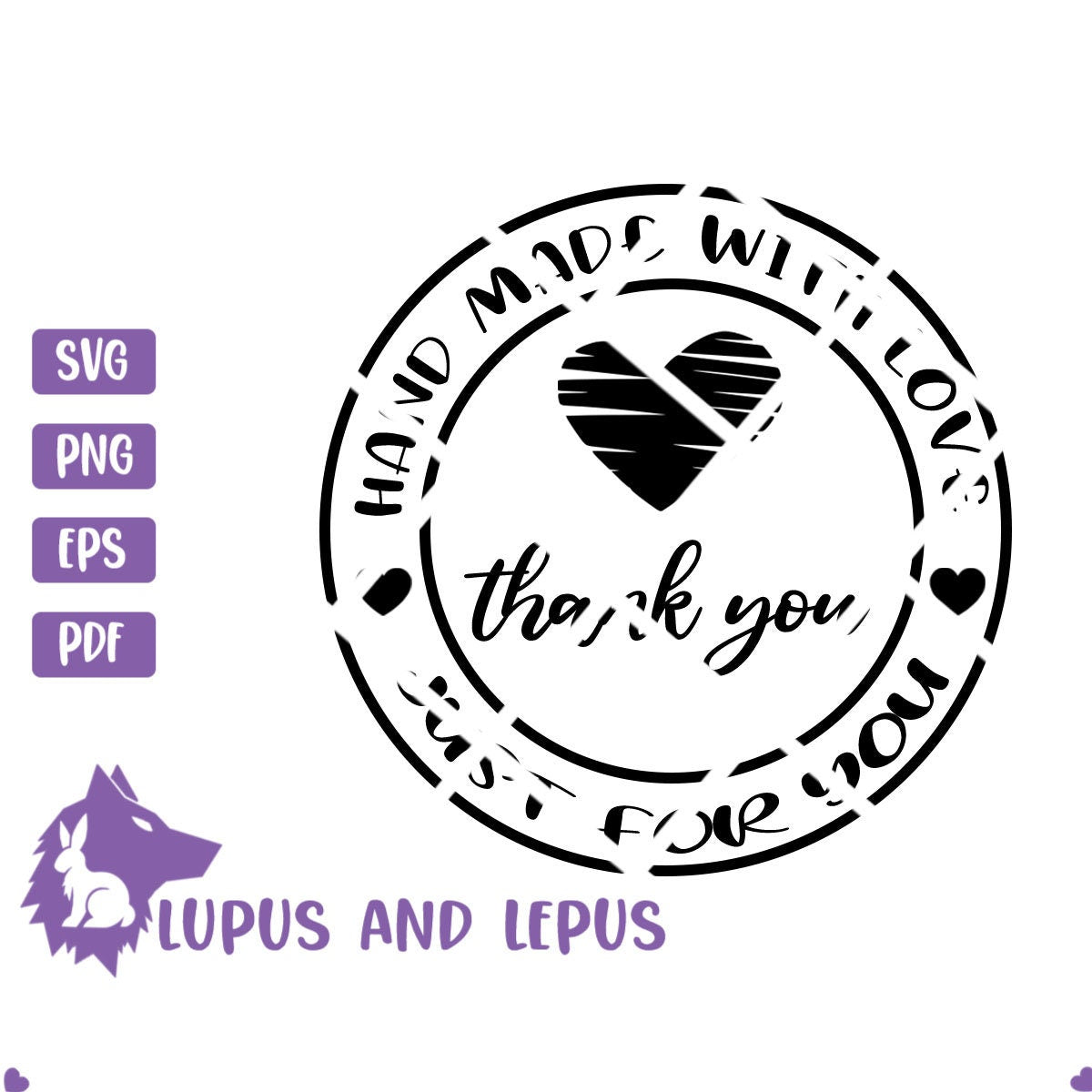 Digital File - hand made with love svg, thank you svg, thank you stamp, made with love svg, handmade svg, small business svg, valentine svg